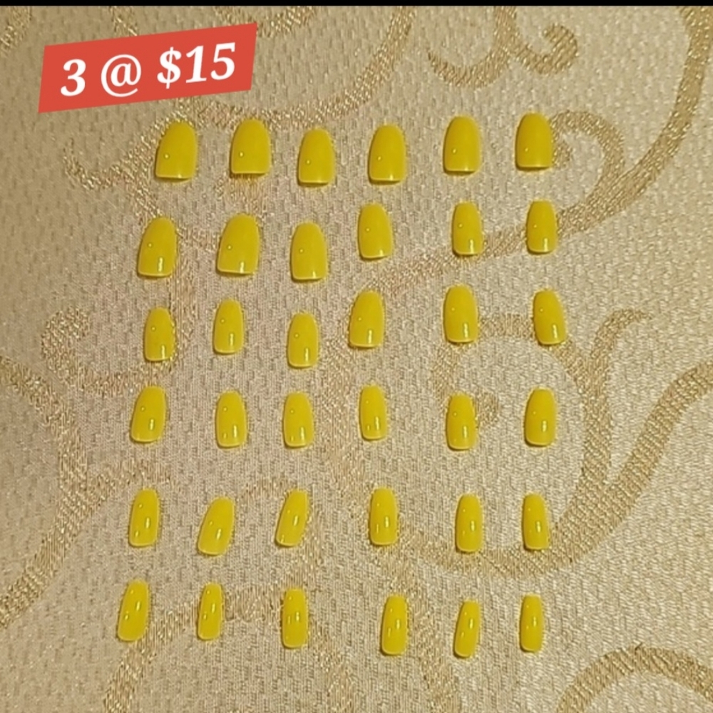 Medium Length Coffin Shape Yellow Nails